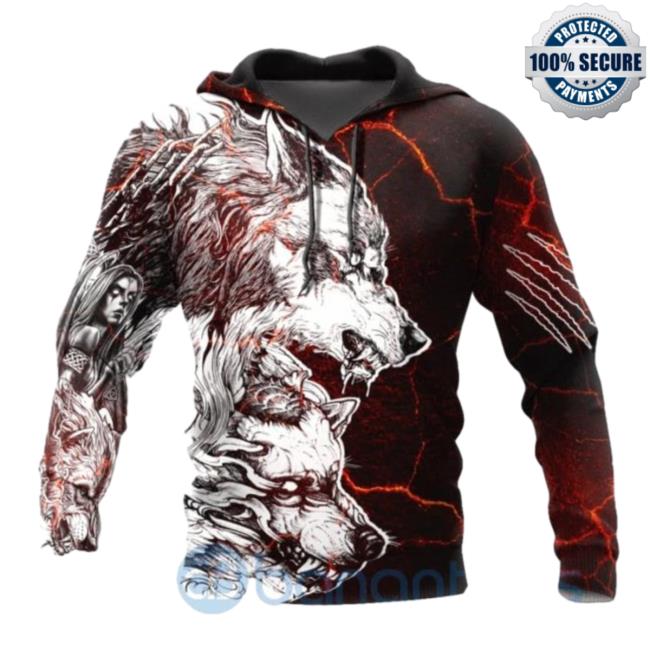 Banantees Wolf Thunder Red All Over Printed 3D Hooded Sweatshirt
