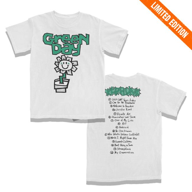 Official Green Day Merch Store Shop Green Day Kerplunk Flower Tracklist Popover Shirt GreenDay