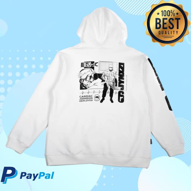Shop Space Station Jynxzixssgxr6 Cardiac Johnson Hooded Sweatshirt White Shop Space Station Jynxzi X SSG X Rainbow6 Jynxzixssgxr6 Cardiac Johnson Crew White