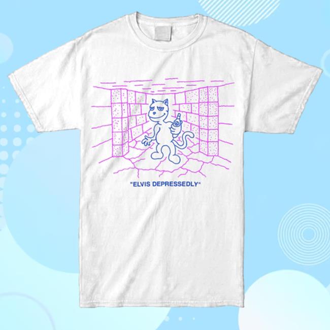 Run For Cover Records Elvis Depressedly Cat Shirt
