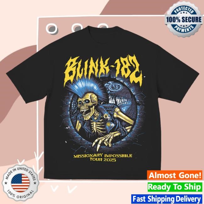 Official Blink 182 Merch Blink-182 Mohawk Skeleton 2025 Tour Hot Shirt
