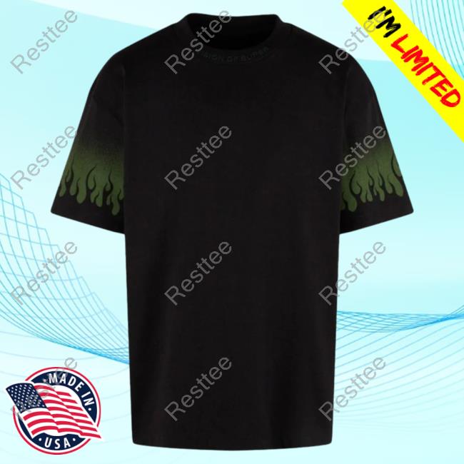 Official Vision Of Super Green Negative Flames Black Shirts