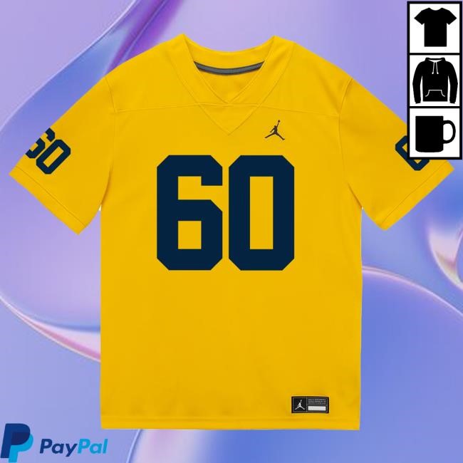 Michigan Wolverines #60 Brooks Bahr Student Athlete Maize Football Jersey New Shirt The M Den Shop