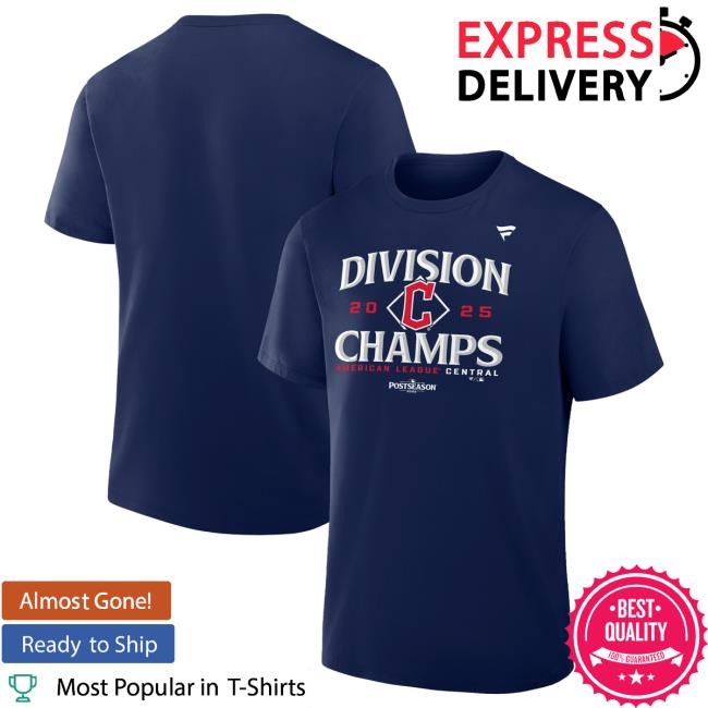 Official Mlb Store Shop Merch Men's Cleveland Guardians Fanatics Navy 2025 AL Central Division Champions Big & Tall Locker Room Shirts
