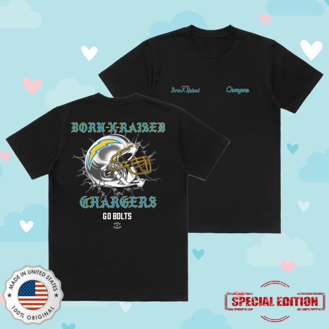 Born X Raised + Los Angeles Chargers Helmet Tee Born X Raised + Los Angeles Chargers Helmet New Tee