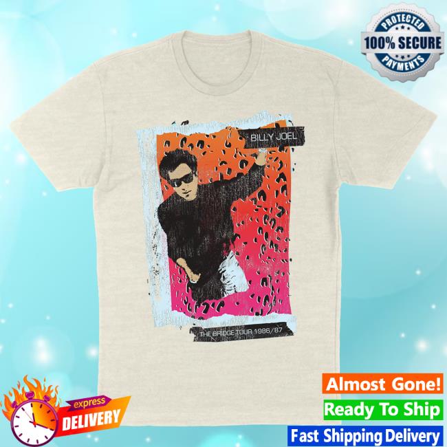 Official Billy Joel Merch Store Billy Joel Bridge Tour 86-87 Attractive Shirt in Heather Natural Billy Joel Apparel Clothing Shop
