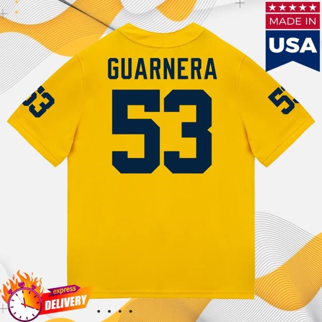 The M Den Michigan Wolverines #53 Jake Guarnera Student Athlete Maize Football Jersey Shirts The M Den Michigan Wolverines #53 Jake Guarnera Student Athlete Maize Football Jersey Tshirt
