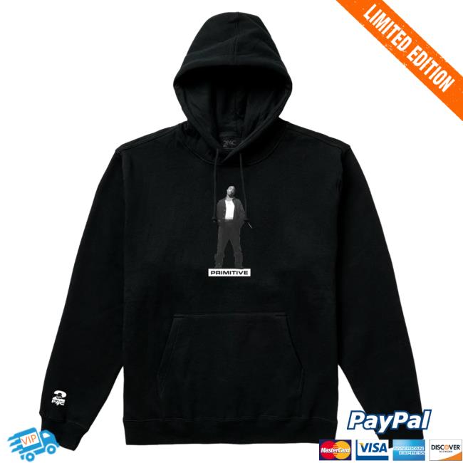 Official Primitive Skateboarding Apparel Clothing Merch Store Shop Tupac 2Pac Shakur Posted Hooded Sweatshirt Black