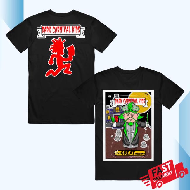 Official Icp Merch Clothing Store Insane Clown Posse Dark Carnival Kids The Great Milenko Black Shirt 2023