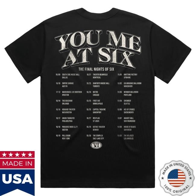 Official Merch Collective You Me At Six Flying Skull Tour T Shirt