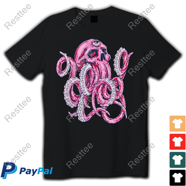 Official Deep Dark And Dangerous Merch Red Octopus Skull Tee Shirt