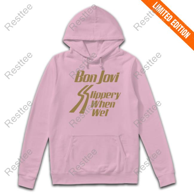 Bon Jovi Merch Black Slippery When Wet Hoodie