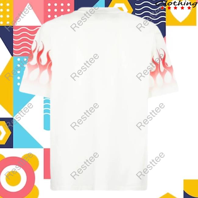 Official Vision Of Super White Shirt 2023 With Red Gradient Flames Official Vision Of Super White Tees With Red Gradient Flames