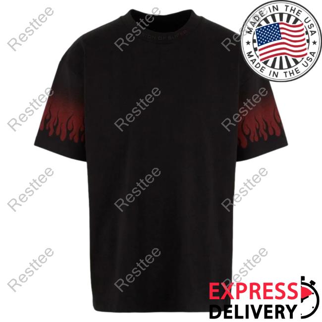Official Vision Of Super Red Negative Flames Black T Shirt