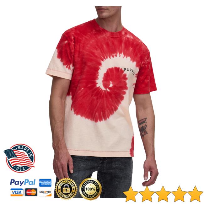 Harry Rosen Purple Brand Swirling Tie Dye Crewneck T-Shirt Red