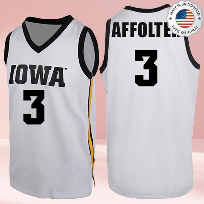 Official Iowa Hawkeyes Merch Store Iowa Hawkeyes Affolter #3 White Jersey New Shirt Iowa Hawkeyes Apparel Clothing Shop