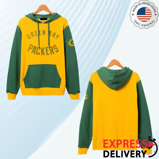 Official Junk Food Apparel Clothing Store Shop Junkfoodclothing Green Bay Packers Logo Goal Line Crew neck Sweatshirt Mustard/Hunter