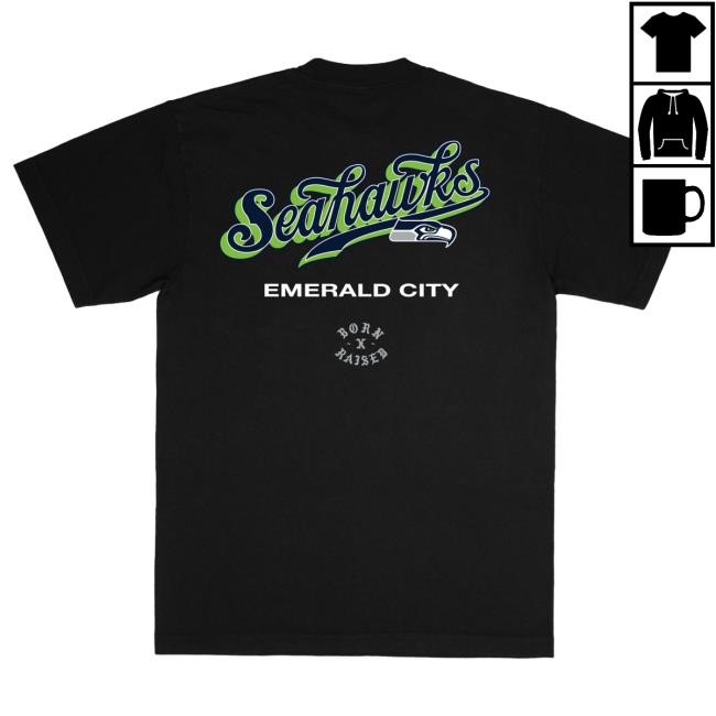 Unisex Seattle Seahawks Born x Raised Black Pro Script Top Shirt NFL Shop Store