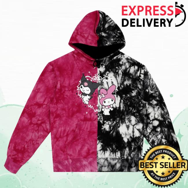 Official Sanrio Apparel Clothing Merch Store Shop My Melody & Kuromi x Dumbgood Tie Dye Split Hoodies