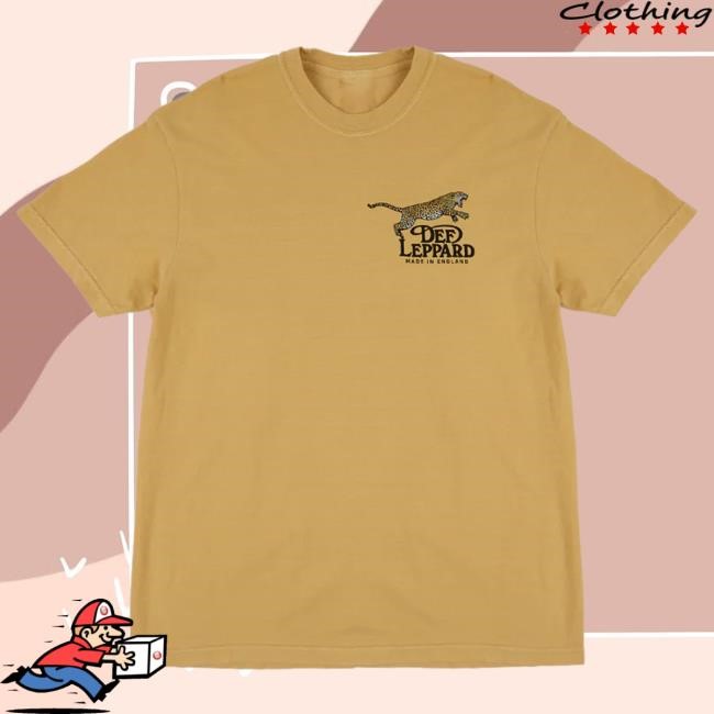 Official Def Leppard Merch Made In England Leopard T Shirt