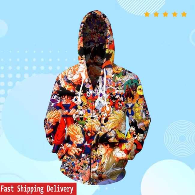 DBZ All Character Anime Hoodie 3d Printed Unisex