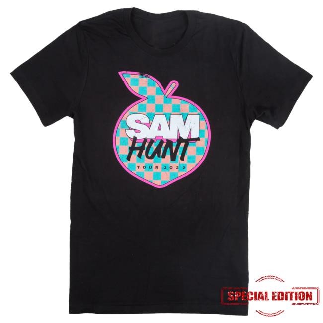 Official Sam Hunt Merch Black Checkered Peach Tee SamHunt