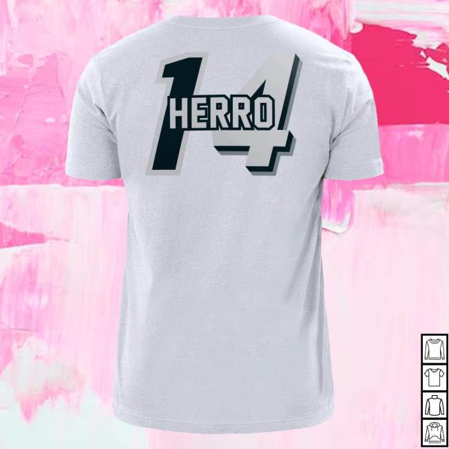 Official Miami Heat Shop Store Merch Tyler Herro New Era Miami Heat Mashup Name & Number White T-Shirt MiamiHeat
