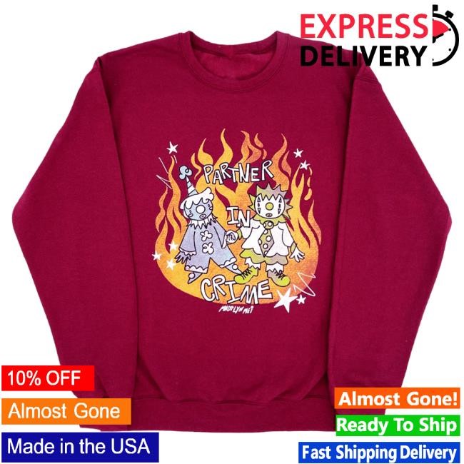 Official Hello Merch Madilyn Mei Partner In Crime Maroon Hooded Sweatshirt HelloMerch
