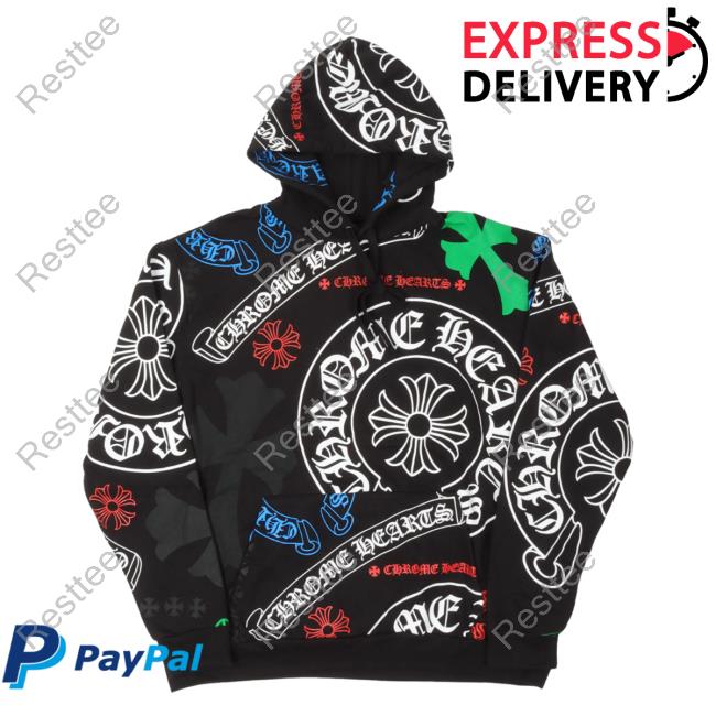 Official Justin Reed Chrome Hearts Stencil Logo Pullover Hoodie Black Justinreed