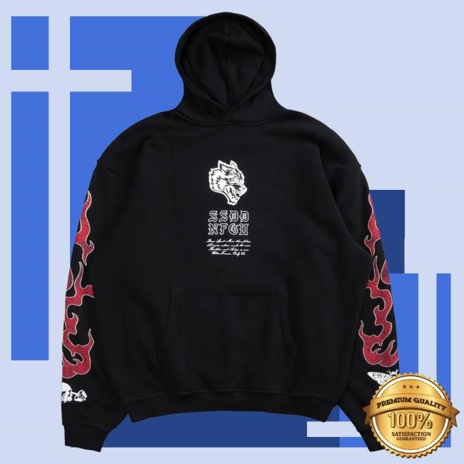 Official Darc Sport Merch Store Shop DarcSport NFGU Mempo Flames "Pierce" Hoodies in Black Darc Sport Apparel Clothing