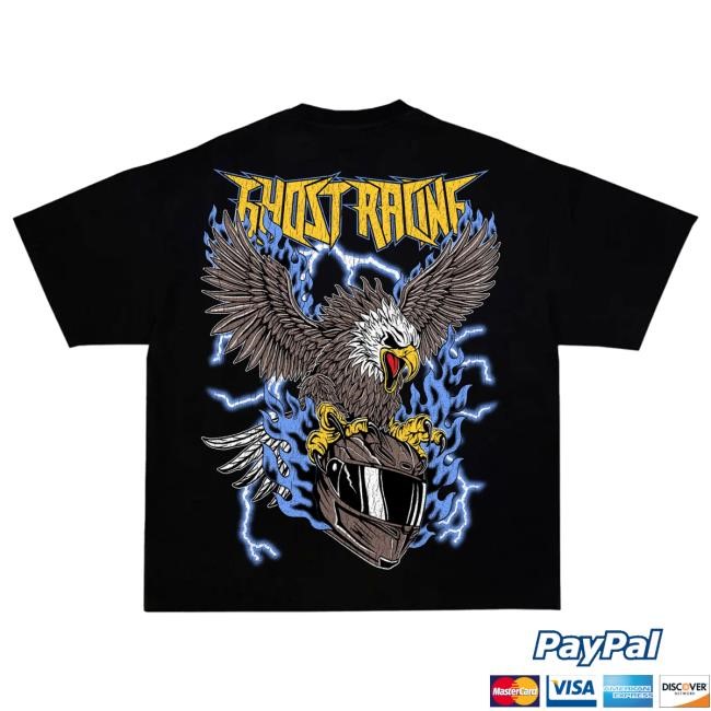 Official Ghost Racing Clothing Blue Flaming Eagle Pullover Hoodie - Black Official Ghost Racing Clothing Blue Flaming Eagle Popover Hoodie - Black
