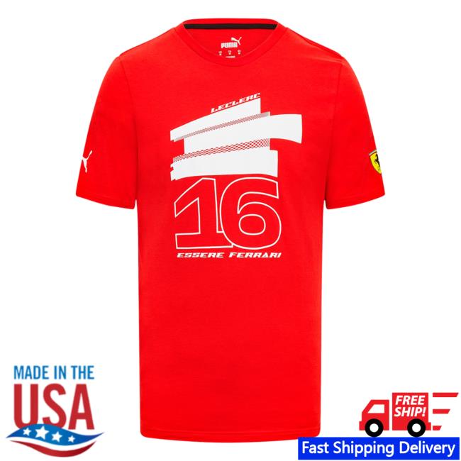 Official Formula1 F1 Store Merch Shop Scuderia Ferrari Puma Charles Leclerc Driver Hot Shirt Red F1store