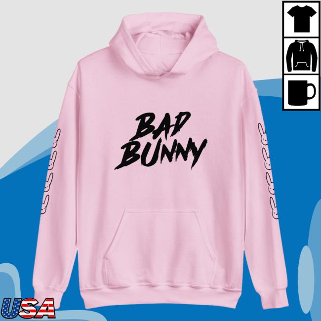 Official BadBunny Pr Clothing Merch Store Bad Bunny Pull Over Hoodie White BadbunnyPr Shop