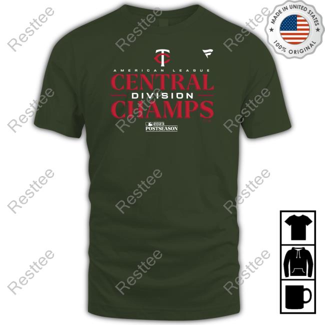 Minnesota Twins Merchandise Men's Minnesota Twins Fanatics Branded Navy 2023 AL Central Division Champions Locker Room T-Shirt Official Minnesota Twins Fanatics Branded Navy 2023 AL Central Division Champions Locker Room Crewneck Sweatshirt