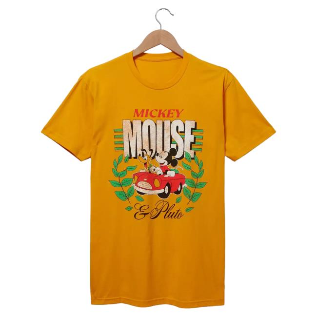 Official Box Lunch Merch Store Box Lunch Disney Mickey Mouse & Pluto Car Portrait Shirt BoxLunch Exclusive Box Lunch Apparel Clothing Shop