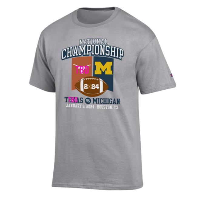 Official Mden Merch Store The M Den Michigan Rose Bowl Champion University Of Michigan Football 2024 National Championship Game Head-To-Head Gray Top Shirt Mden Apparel