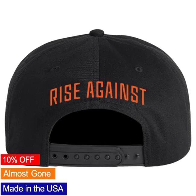 Official Rise Against Square HeartFist Logo Snapback Hat (Black)