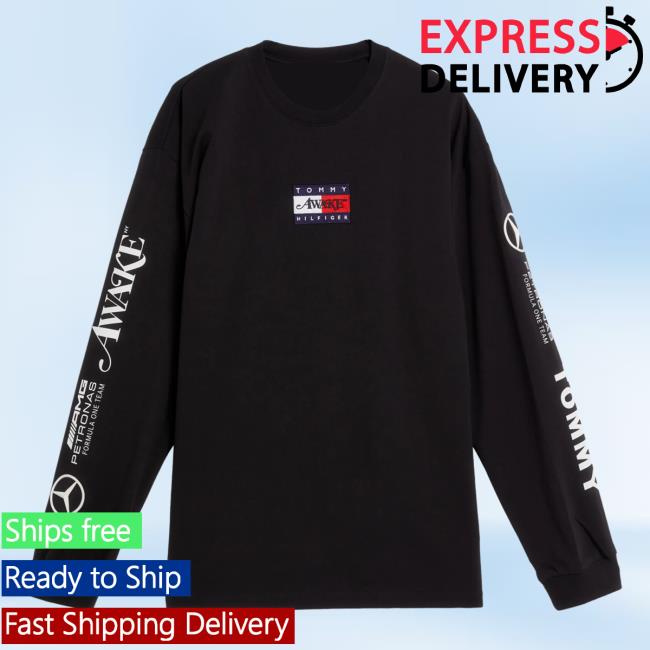 Official Mercedes Amg F1 Merch Tommy X Mercedes-Amg F1 X Awake Ny Long Sleeve Shirts Black MercedesAmgF1 Apparel Clothing Store Shop