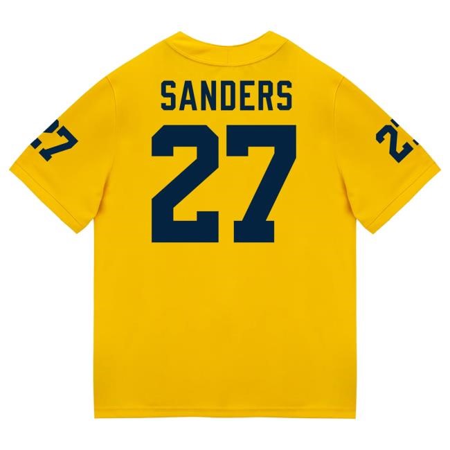 Michigan Wolverines #27 Jayden Sanders Student Athlete Maize Football Jersey Shirt The M Den Shop Official
