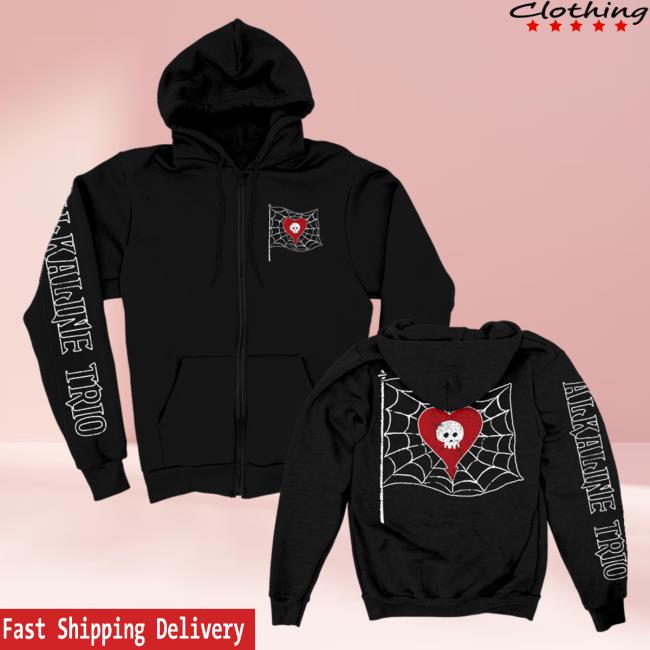Official Alkaline Trio Merch Store Shop Alkaline Trio Spider Web Flag Zip Up Crew (Black)