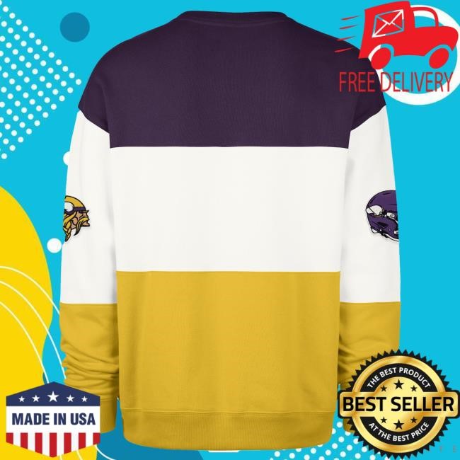 Official Minnesota Vikings Store Men's '47 Purple/Gold Minnesota Vikings Breeze Maximalist Crewneck MinnesotaVikings