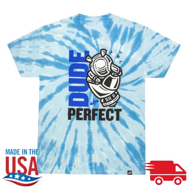 Official Dude Perfect Merch Store Dude Perfect 'Robo Grip' Tie Dye Hot Shirt Blue Spiral Tie-Dye DudePerfect Apparel Clothing Shop