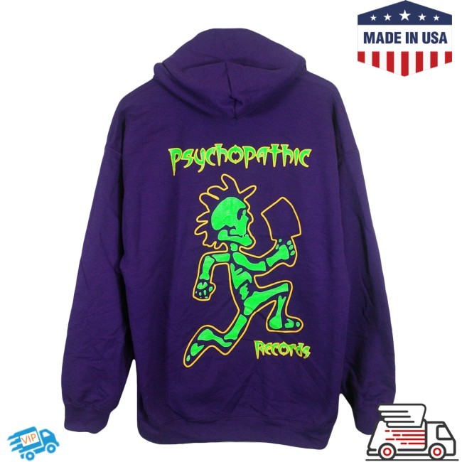 Psychopathic Records Skeleton Hatchetman Purple Sweatshirt Hoodie Insane Clown Posse Merch