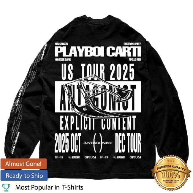 Official Playboi Carti Merch Store Opium Antagonist Tour 2.0 Long Sleeve Tee