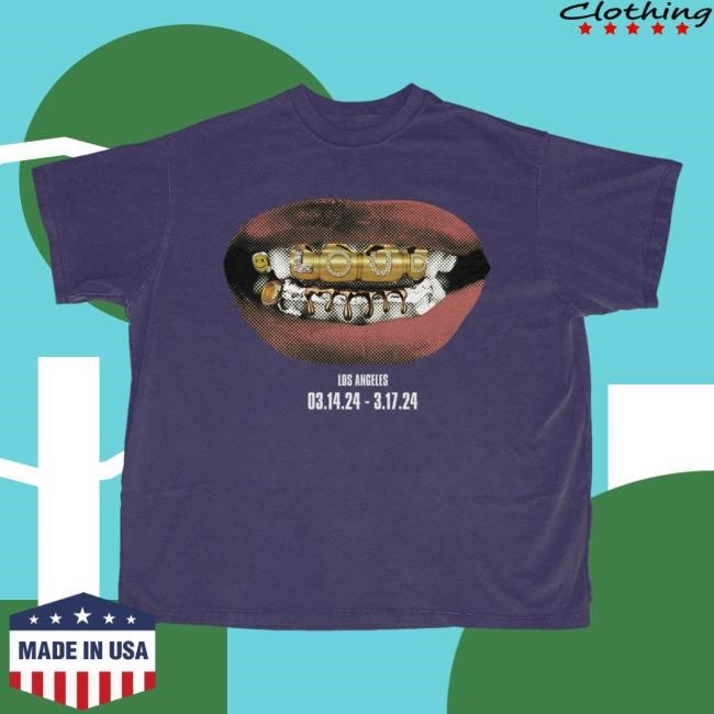 RL LA 24 Loud Mouth Grill Bling Purple New T-Shirt Rolling Loud Shop