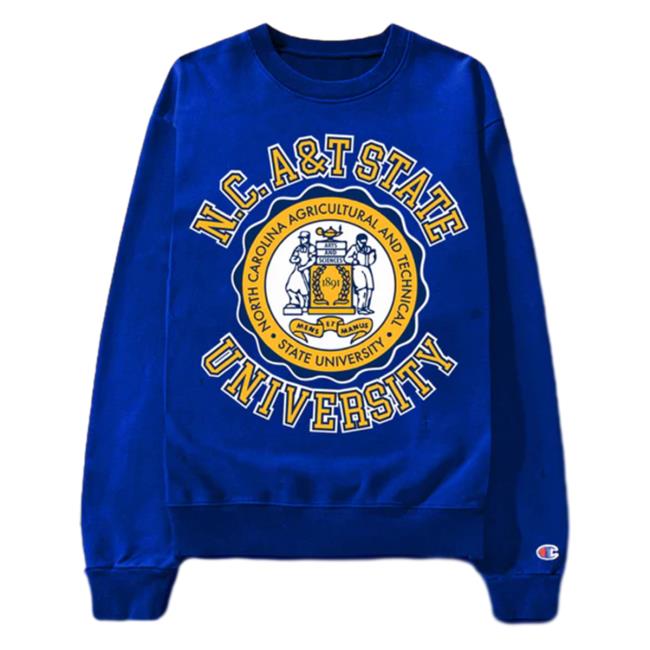 Official Black College Union x Champion North Carolina A&T 80S Retro Popover Sweatshirt Royal Blue [NCAT]