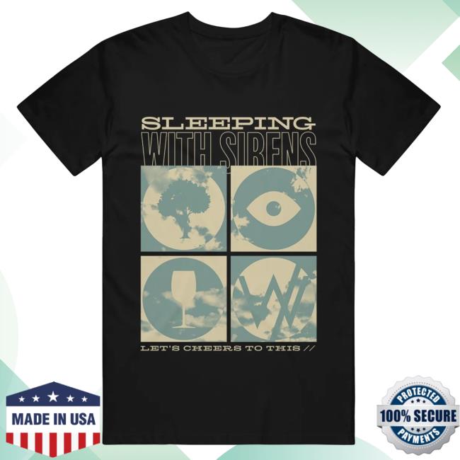 Official Sleeping With Sirens Merch Let's Cheers To This (Clouds) Black Shirt New