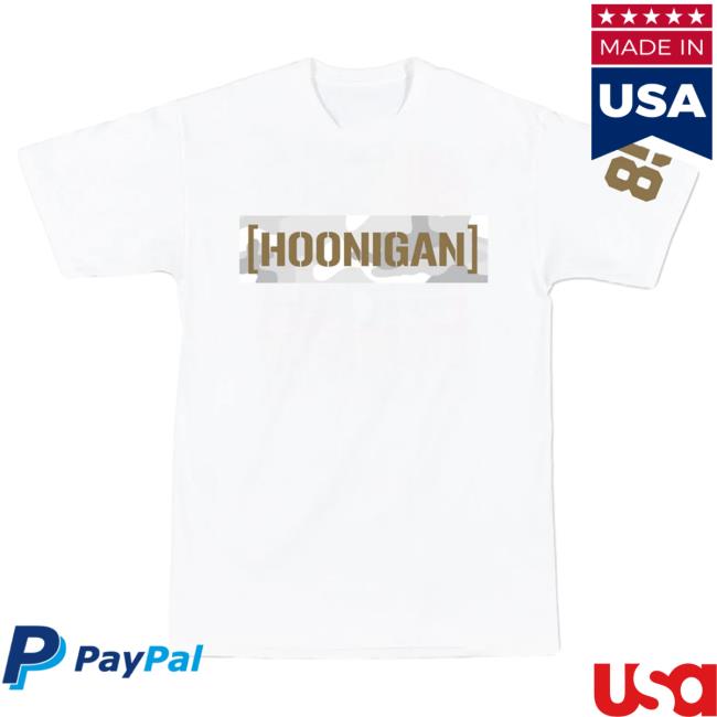 Official Hoonigan Merch Store Shop Lia Block Snow Camo Censor Bar Short Sleeve Shirt White Hoonigan Apparel Clothing