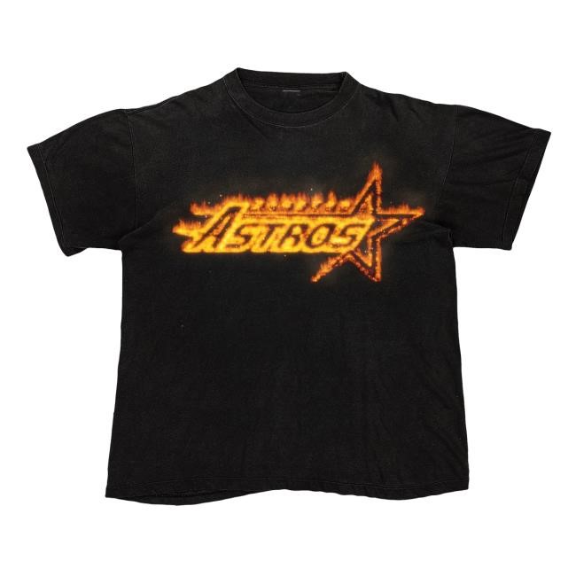 Flame Astros Short Sleeve TShirt - Slumped Boyz Merch & Clothing Store Slumpedboyz Apparel Shop