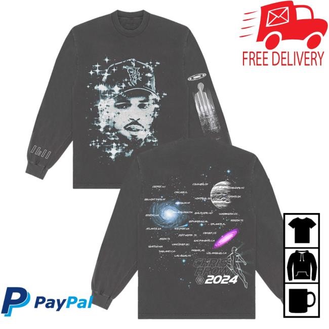 Chris Brown Official Merch Shop 11:11 Tour City Back L/S T Shirt - Black Chris Brown Store Merchandise Chrisbrownworldstore